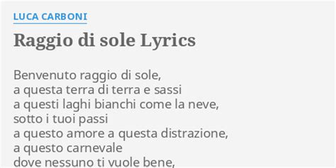 un raggio di sole lyrics|un raggio di sole lyrics in english.